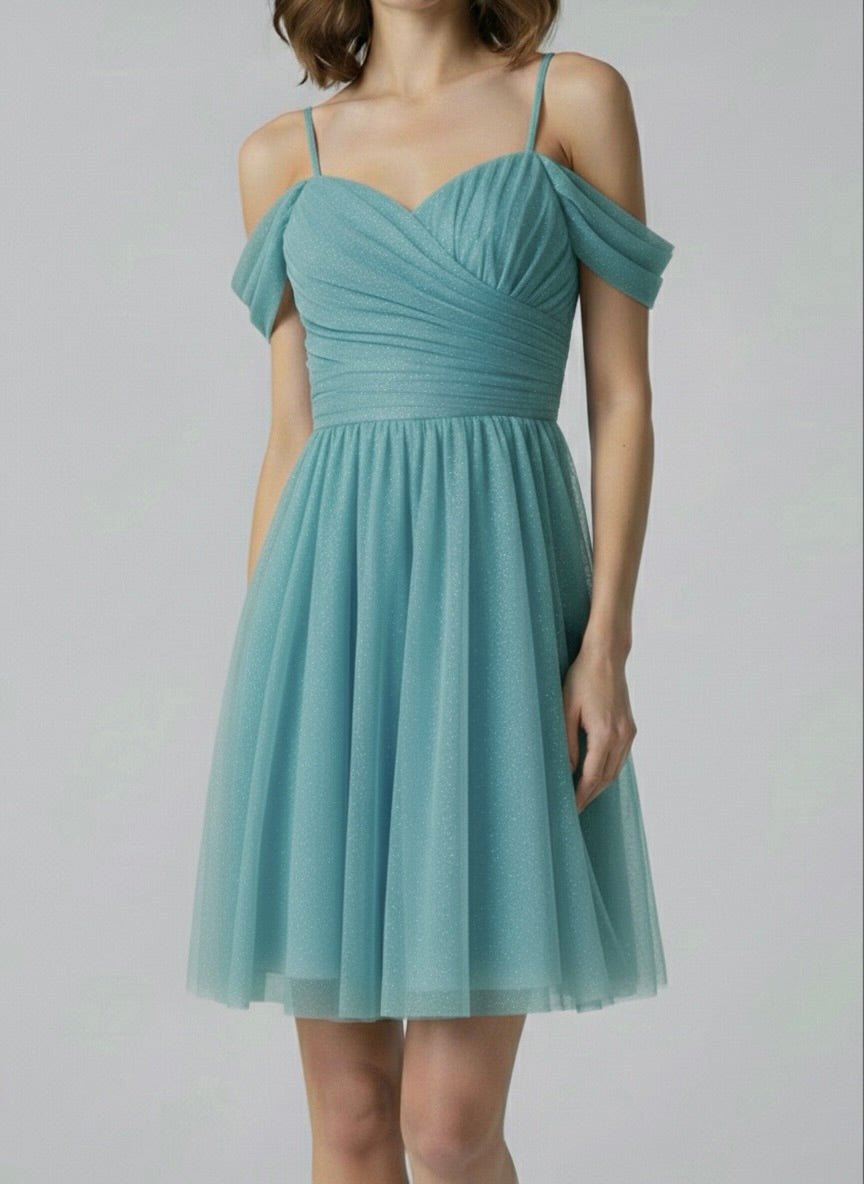 Vestitino in tulle con brillanti, gonna svasata e spalle scese - Follie by Alice