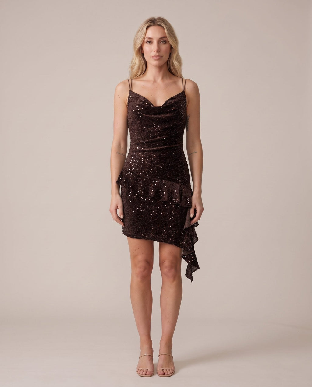 Vestitino in velluto con paillettes e volant CASCATA - Follie by Alice