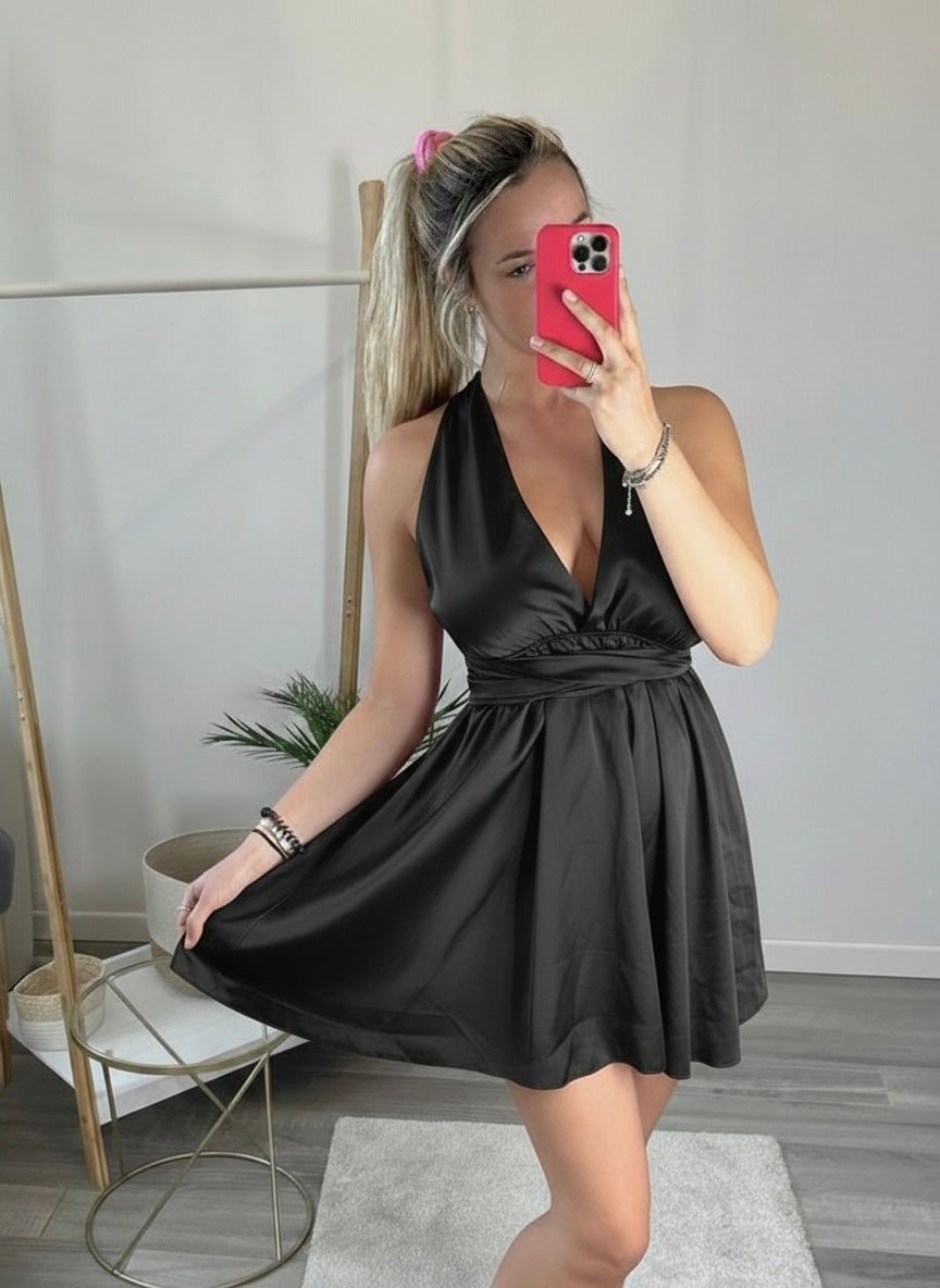 Vestitino nero in raso con nastri - Follie by Alice Immagine principale del prodotto