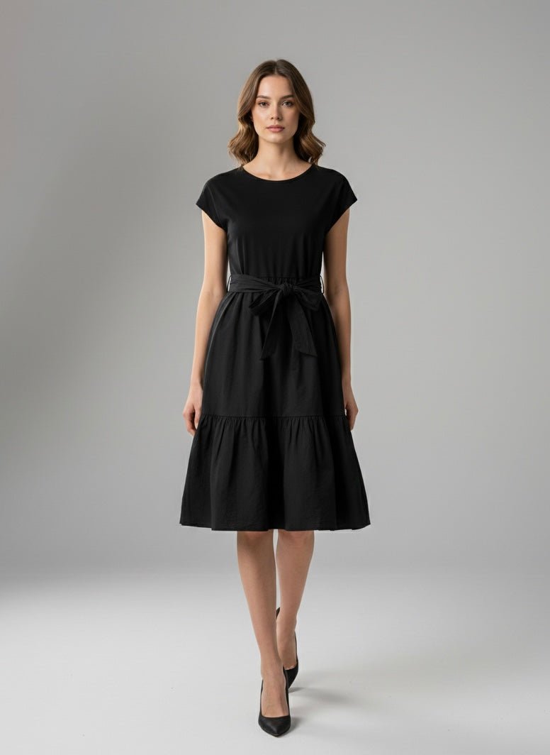 Vestitino nero smanicato a balze - Follie by Alice