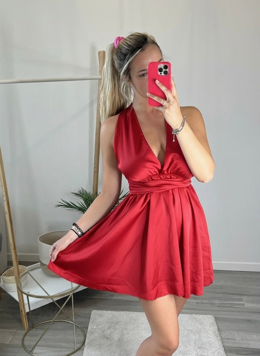 Vestitino rosso in raso con nastri - Follie by Alice Immagine principale del prodotto