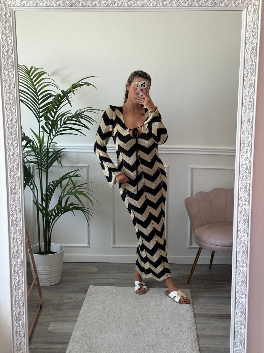 Vestito copricostume oro con brillanti e fantasia zigzag chevron – alternate