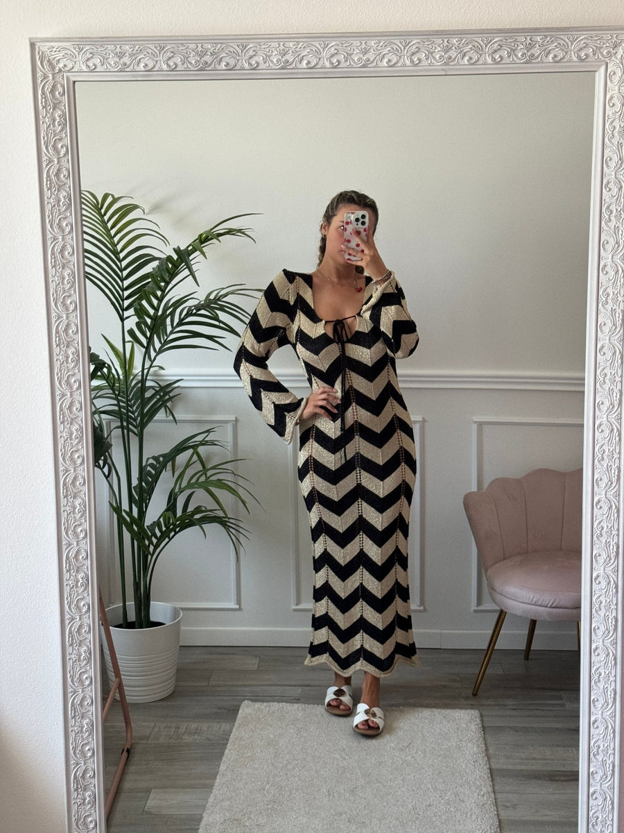 Vestito copricostume oro con brillanti e fantasia zigzag chevron