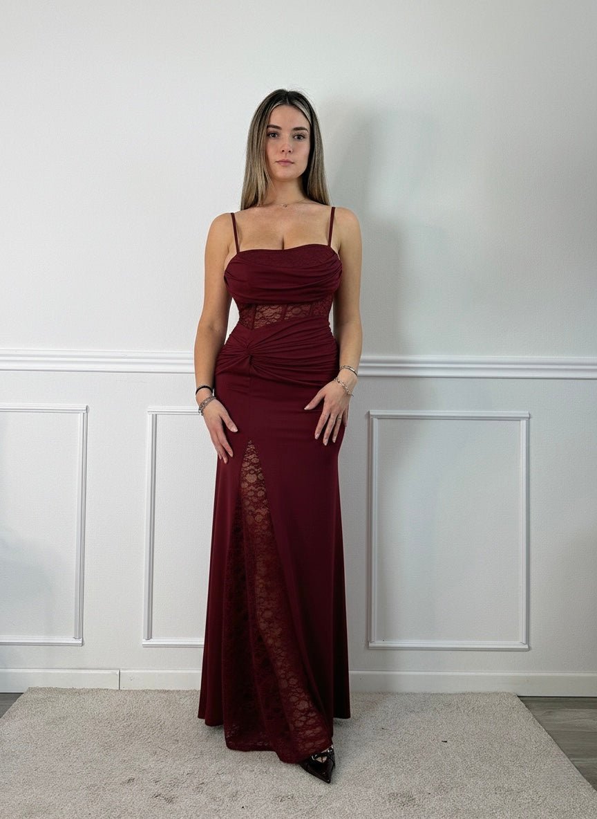 Vestito Diana lungo con corpetto bustier in pizzo - Follie by Alice