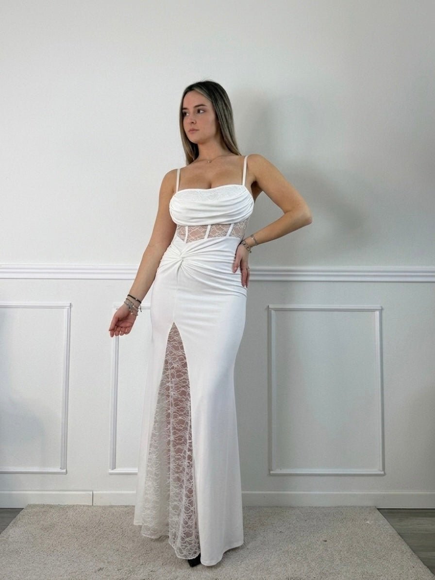 Vestito Diana lungo con corpetto bustier in pizzo - Follie by Alice