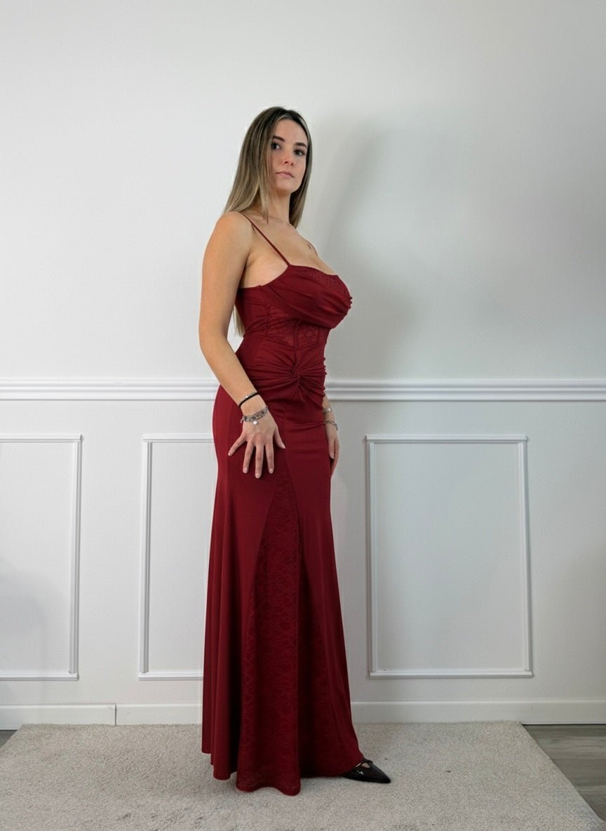 Vestito Diana lungo con corpetto bustier in pizzo - Follie by Alice