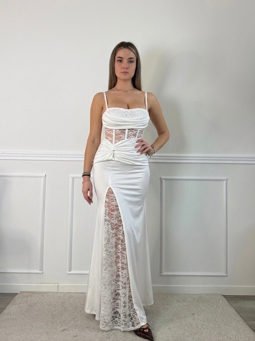 Vestito Diana lungo con corpetto bustier in pizzo - Follie by Alice