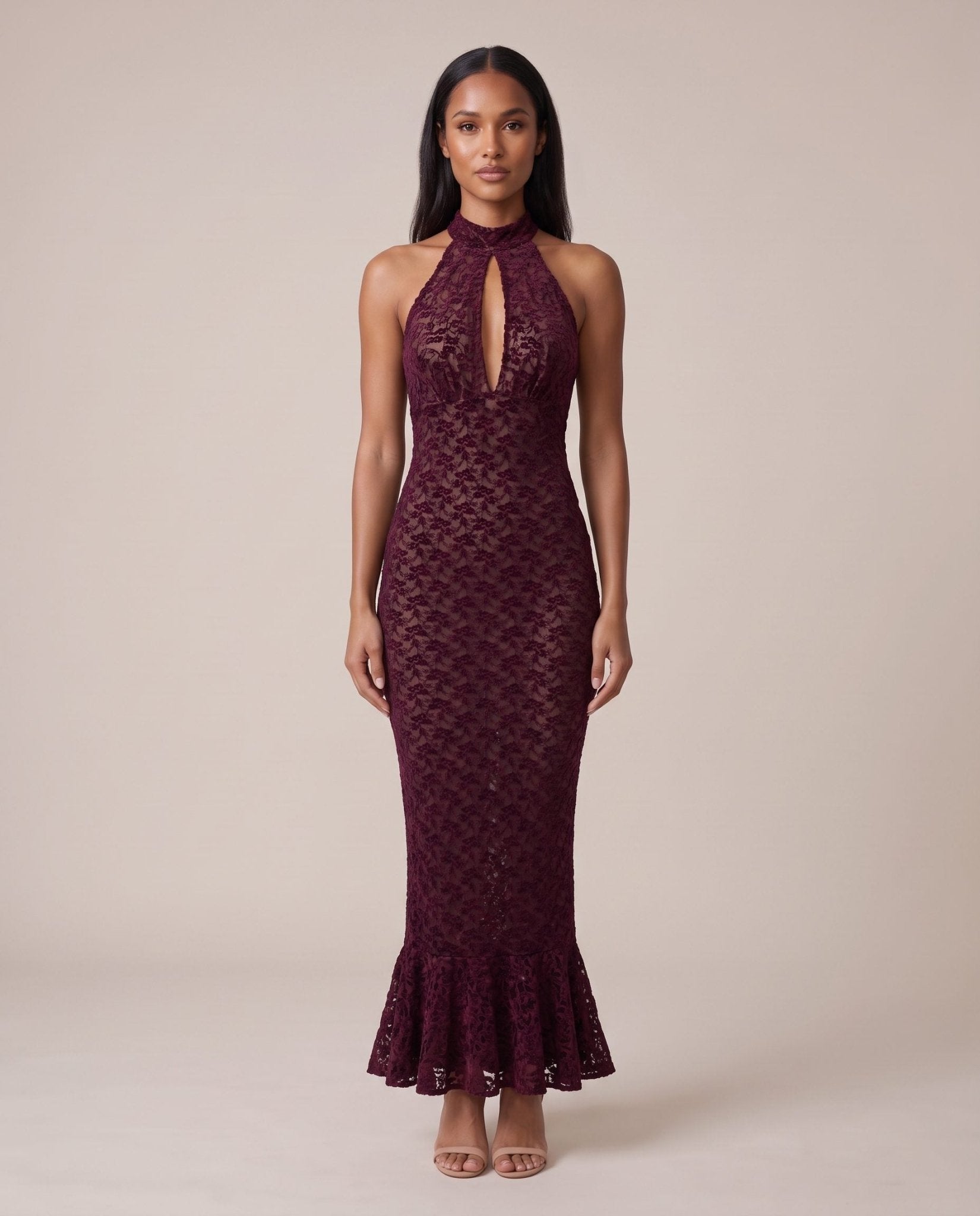Vestito lungo a sirena in pizzo di velluto ONDINA - Follie by Alice Immagine secondaria del prodotto