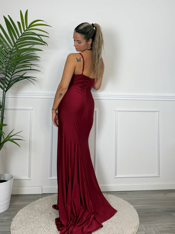 Vestito lungo a sirena in raso con strascico CARMEN - Follie by Alice