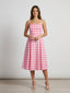 Vestito lungo bianco e fucsia a scacchi con gonna ampia - Follie by Alice