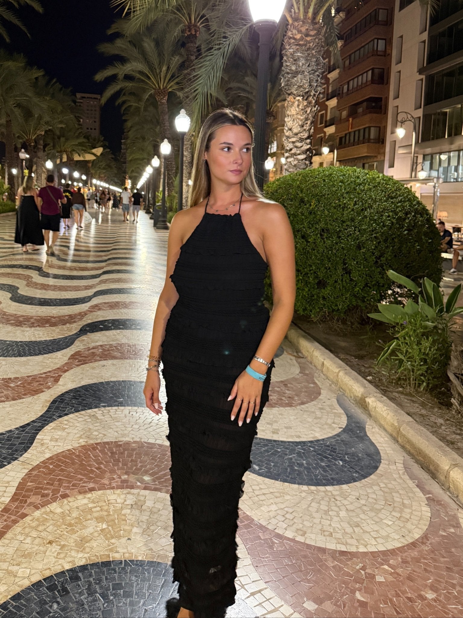 Vestito lungo con balze in chiffon FUME' - Follie by Alice