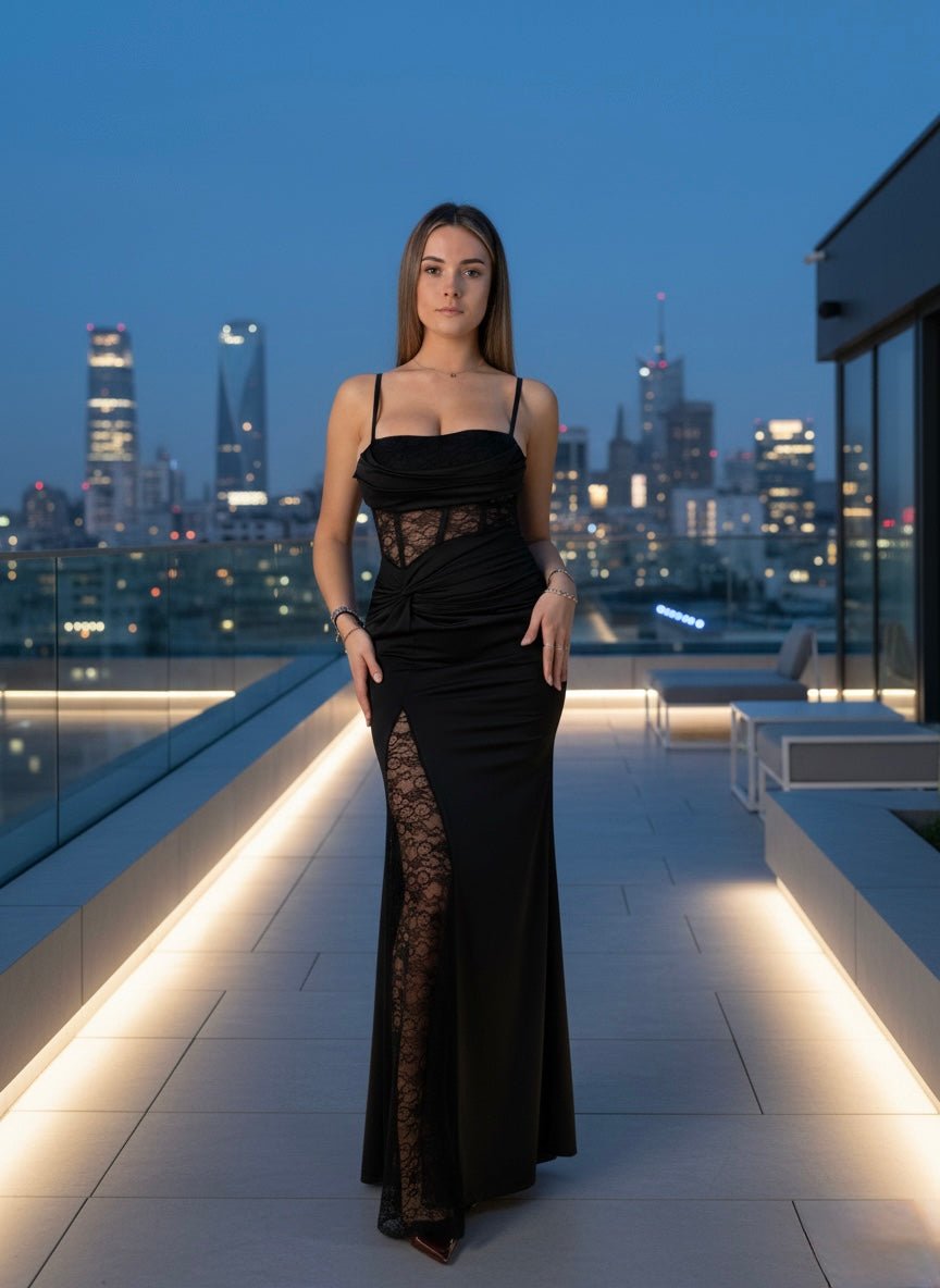 Vestito lungo con corpetto bustier in pizzo DIANA - Follie by Alice Immagine principale del prodotto