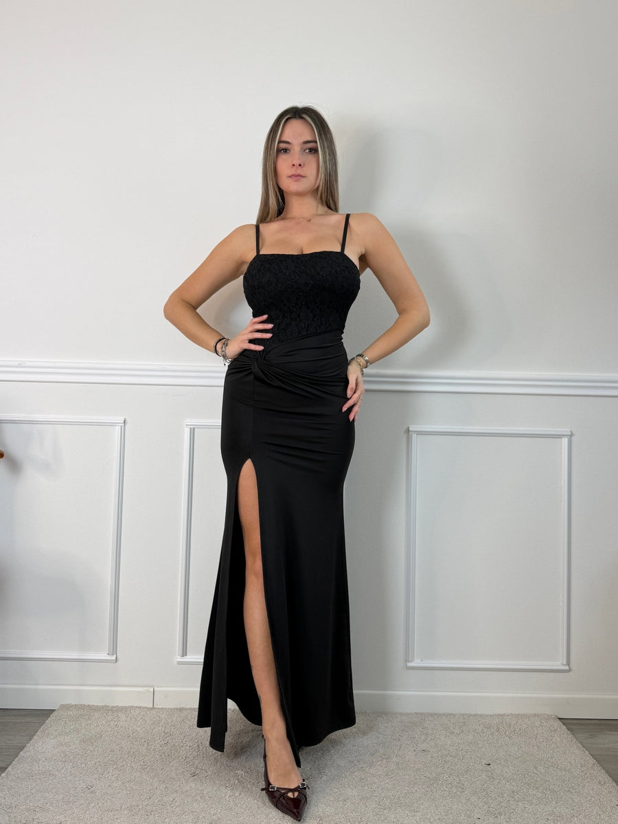 Vestito lungo con corpetto bustier in pizzo BLAIR