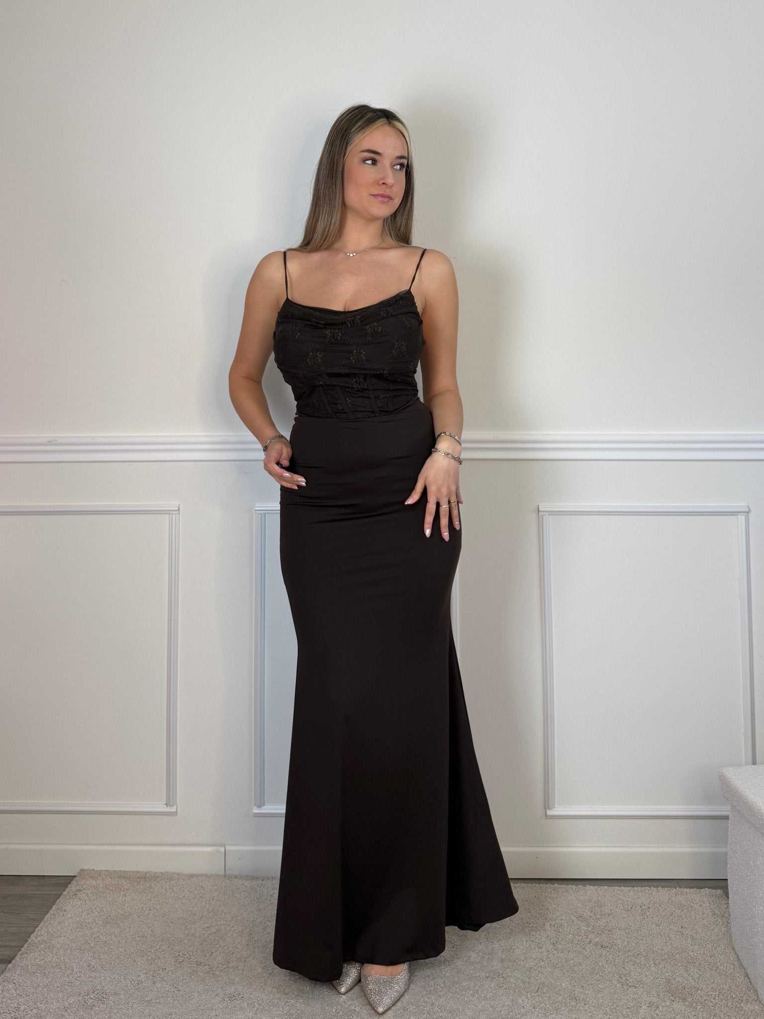 Vestito lungo con corpetto in pizzo ELLE - Follie by Alice