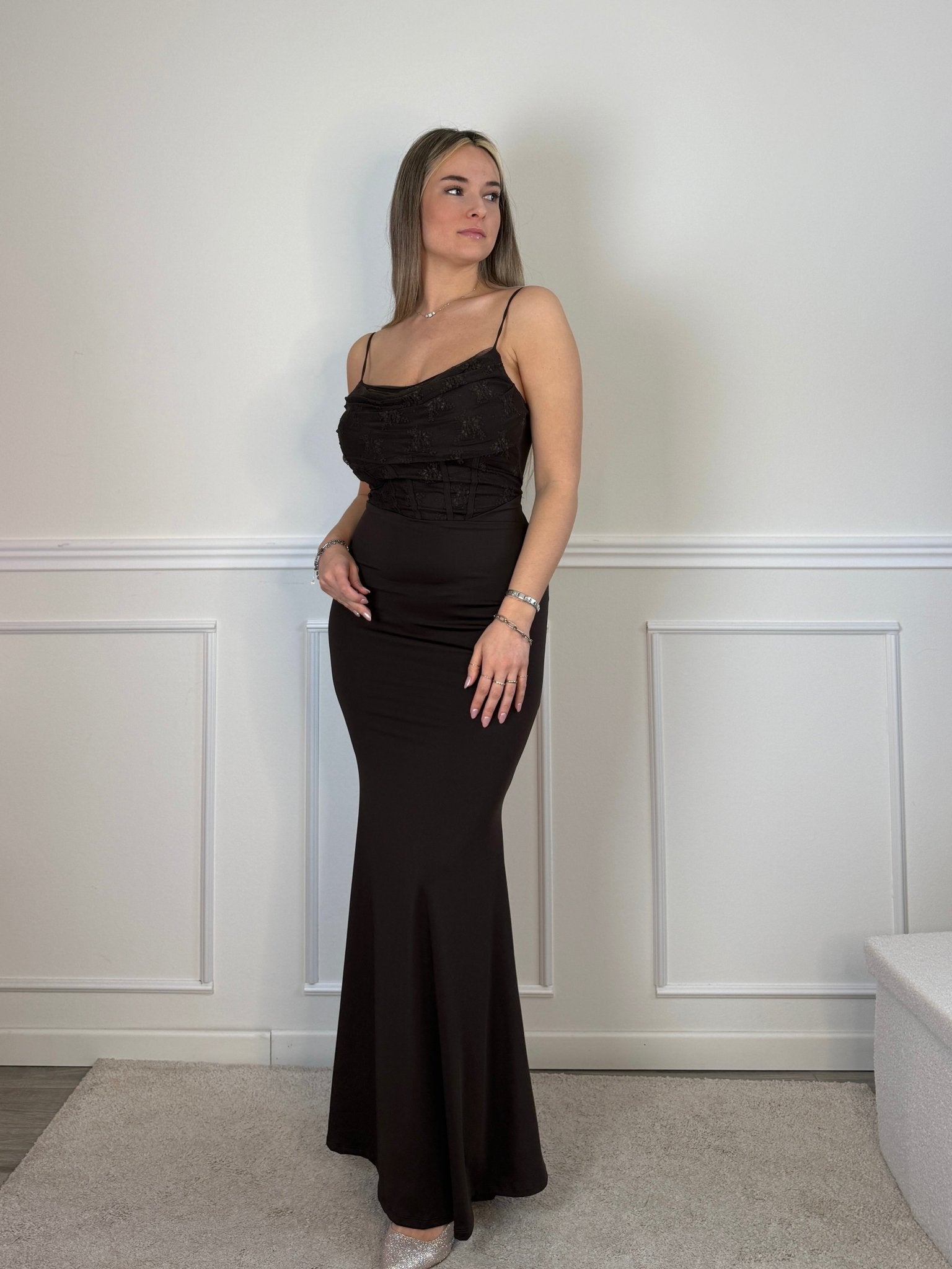 Vestito lungo con corpetto in pizzo ELLE - Follie by Alice