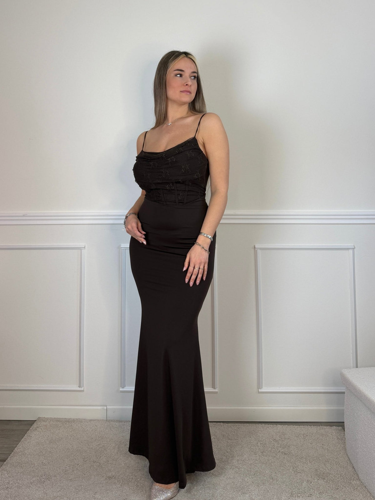 Vestito lungo con corpetto in pizzo ELLE - Follie by Alice