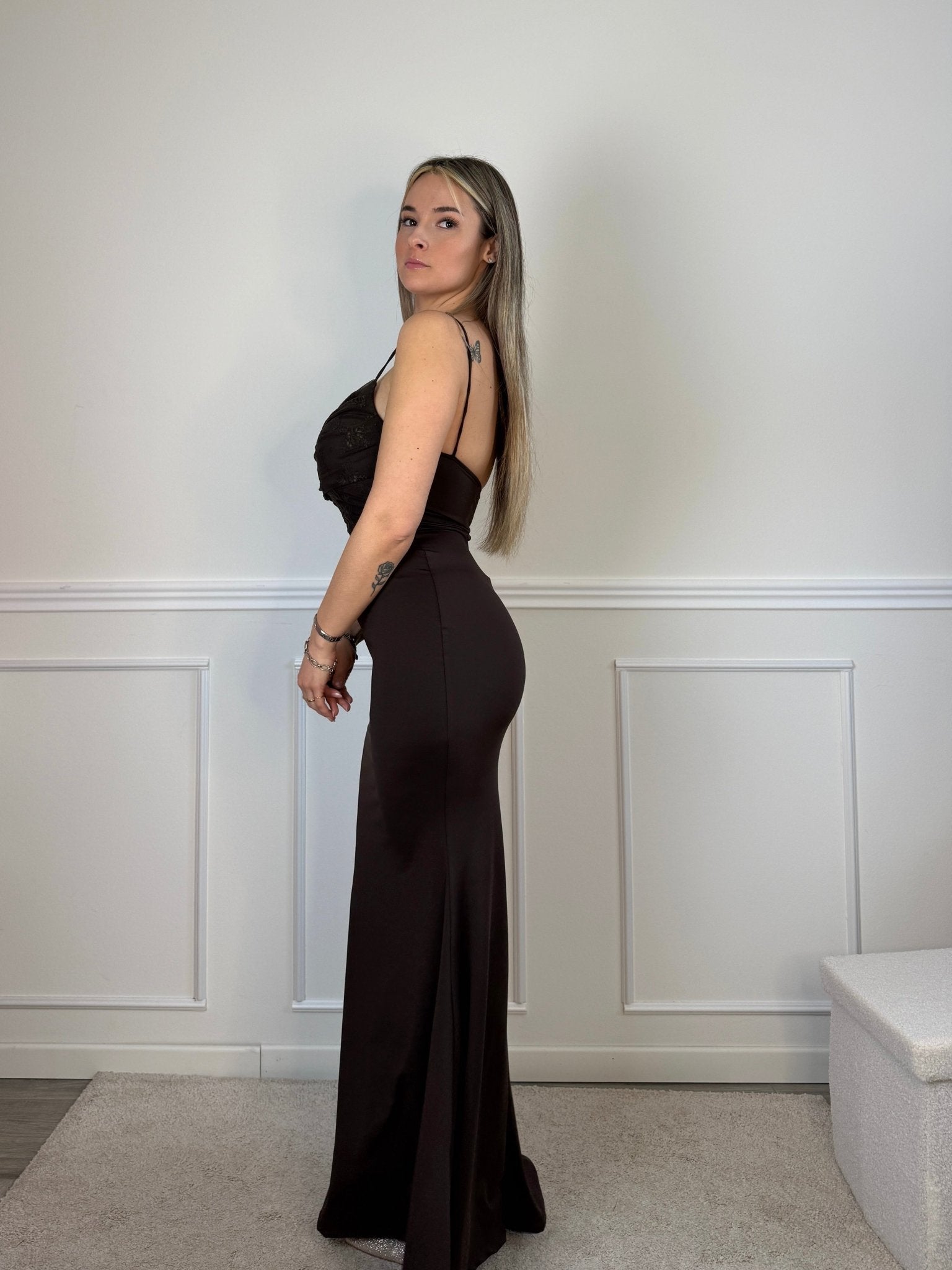 Vestito lungo con corpetto in pizzo ELLE - Follie by Alice