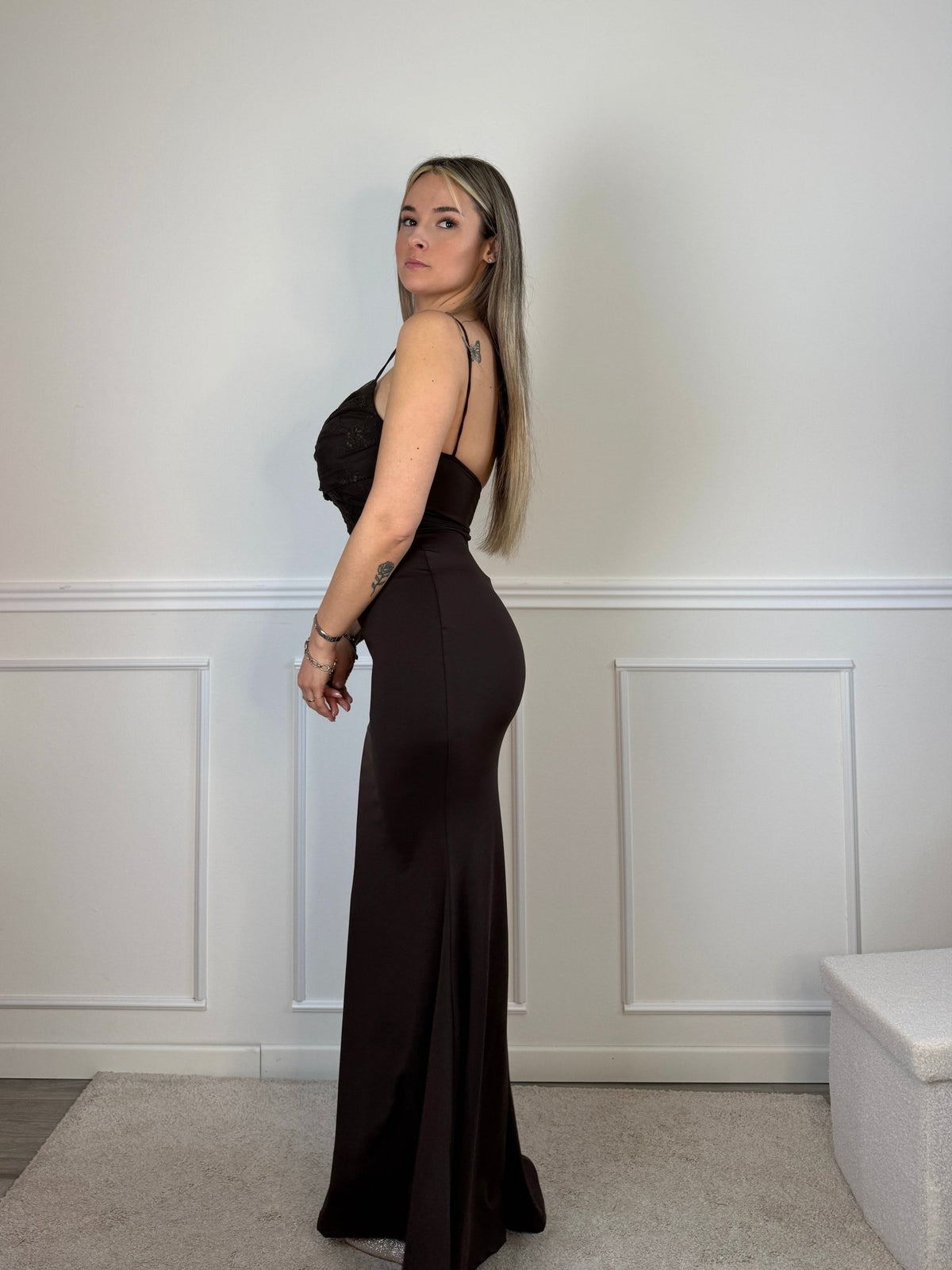 Vestito lungo con corpetto in pizzo ELLE - Follie by Alice