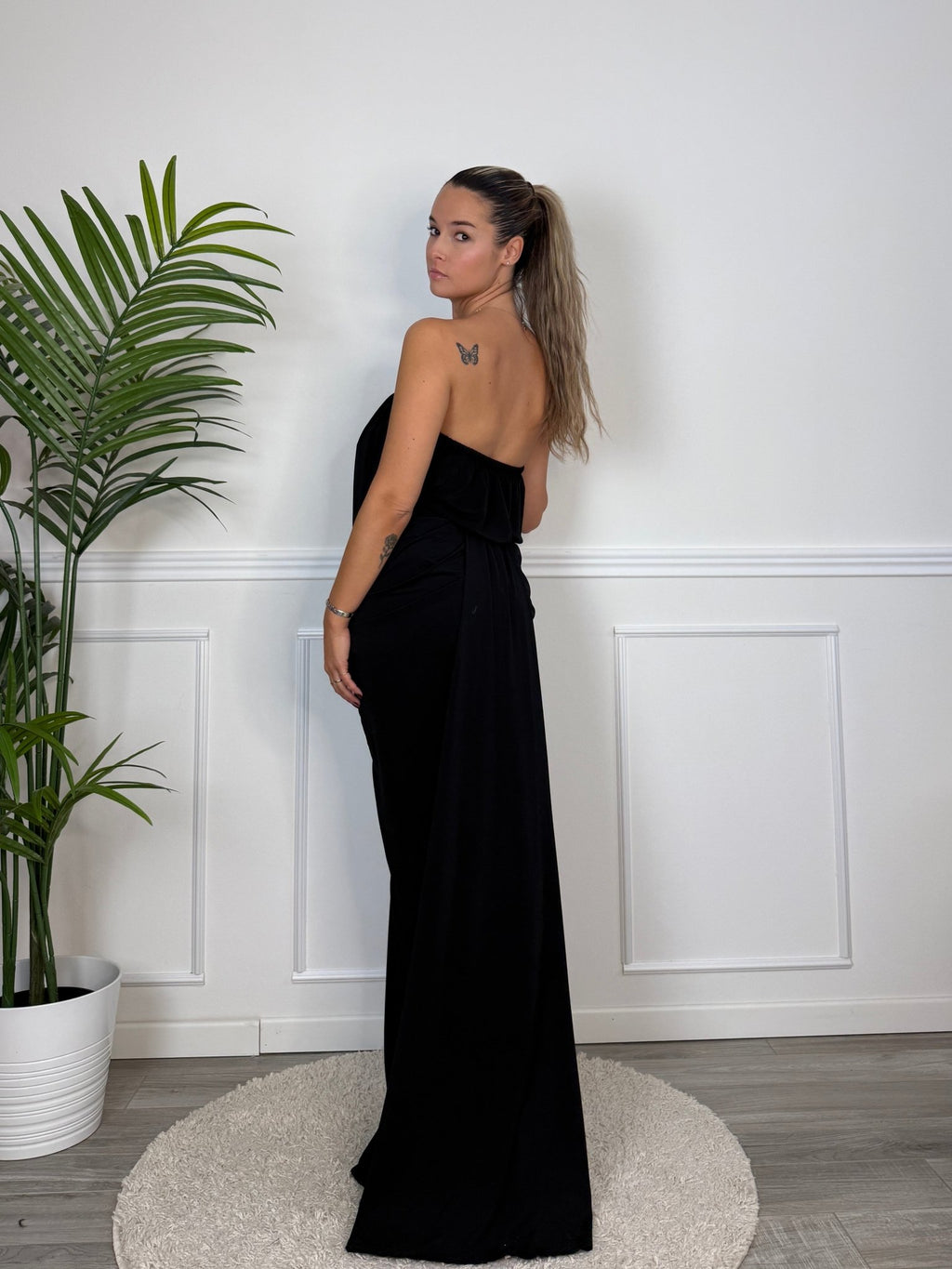 Vestito lungo con drappeggio annodato e spacco ODETTE - Follie by Alice