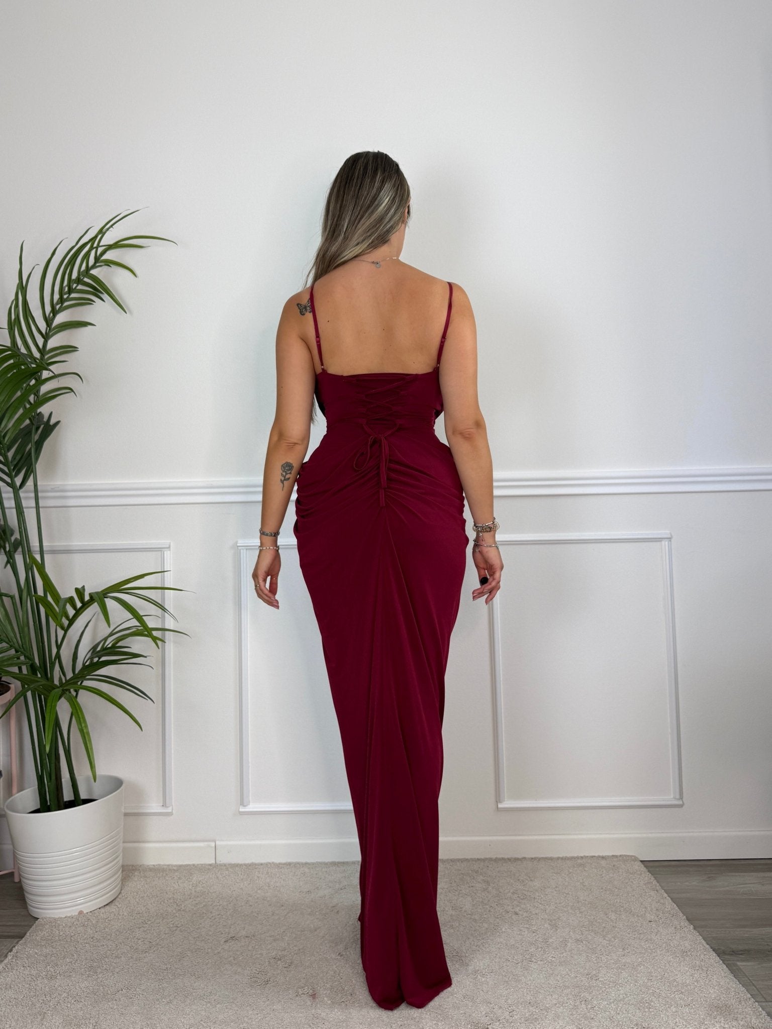 Vestito lungo con drappeggio e spacco NOCTURN - Follie by Alice