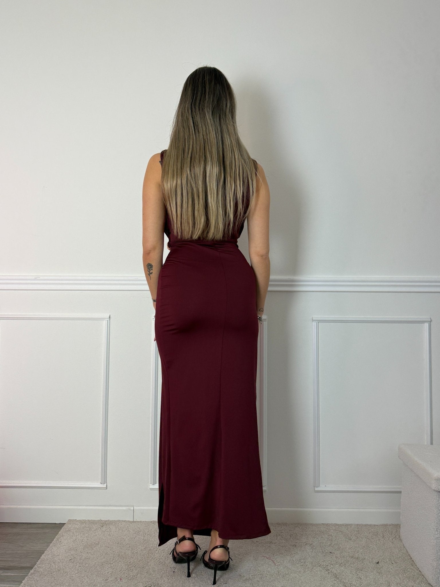 Vestito lungo con gonna a portafoglio e morsetto dorato - Follie by Alice