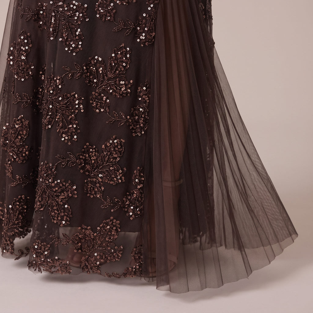 Vestito lungo con paillettes e inserti in tulle ASTRA - Follie by Alice
