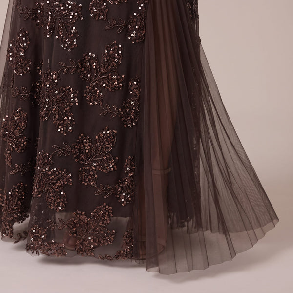 Vestito lungo con paillettes e inserti in tulle ASTRA - Follie by Alice
