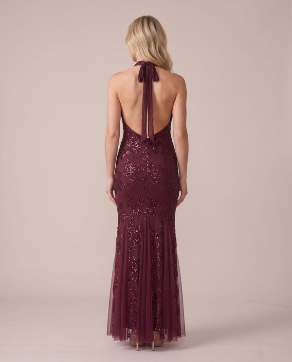 Vestito lungo con paillettes e inserti in tulle ASTRA - Follie by Alice