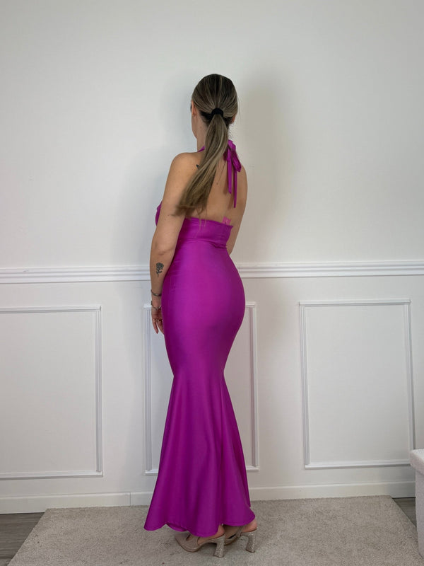 Vestito lungo con scollo drappeggiato EVELIN - Follie by Alice