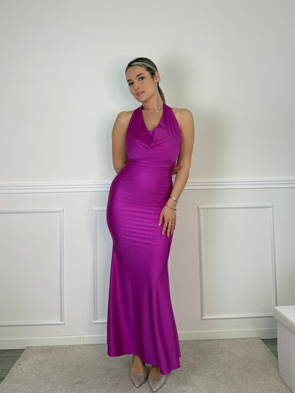 Vestito lungo con scollo drappeggiato EVELIN - Follie by Alice