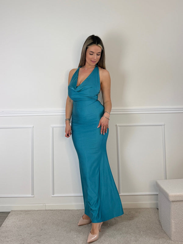 Vestito lungo con scollo drappeggiato EVELIN - Follie by Alice
