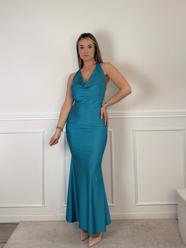 Vestito lungo con scollo drappeggiato EVELIN - Follie by Alice