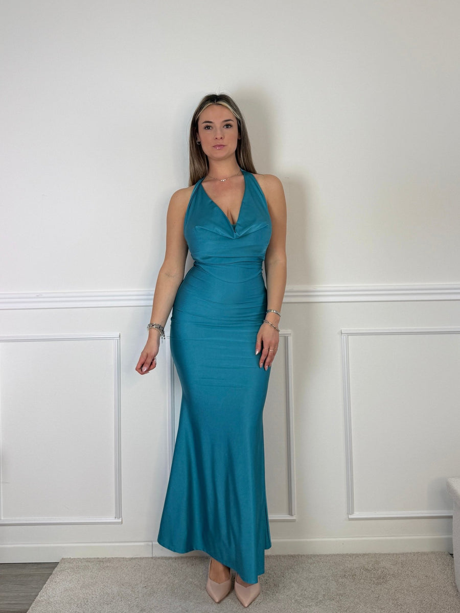 Vestito lungo con scollo drappeggiato EVELIN