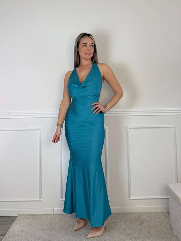 Vestito lungo con scollo drappeggiato EVELIN - Follie by Alice