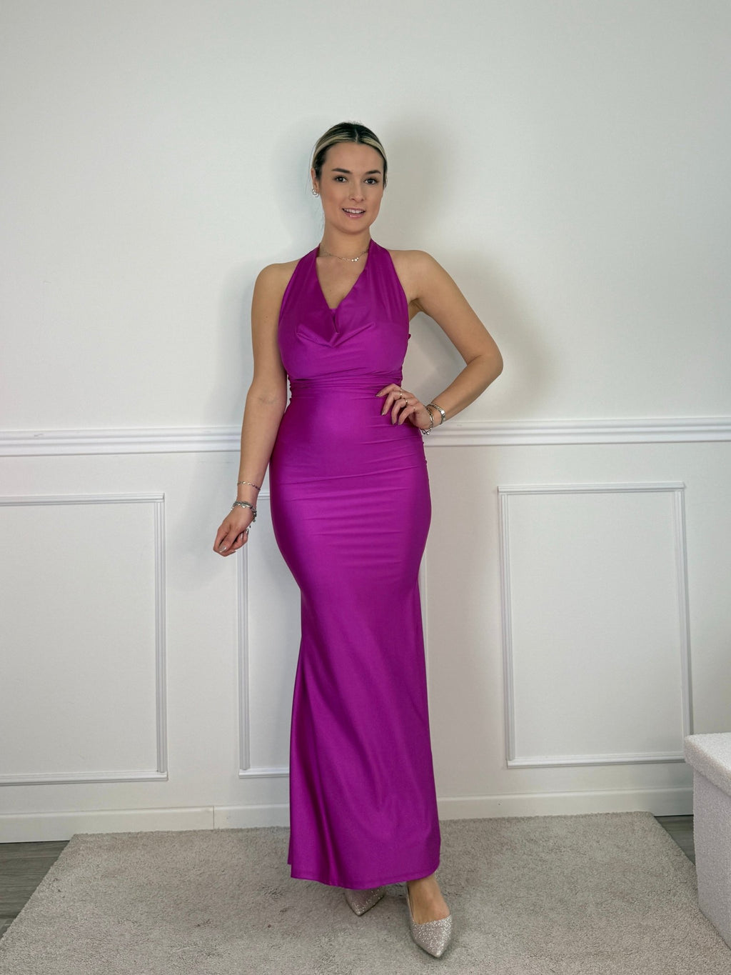 Vestito lungo con scollo drappeggiato EVELIN - Follie by Alice