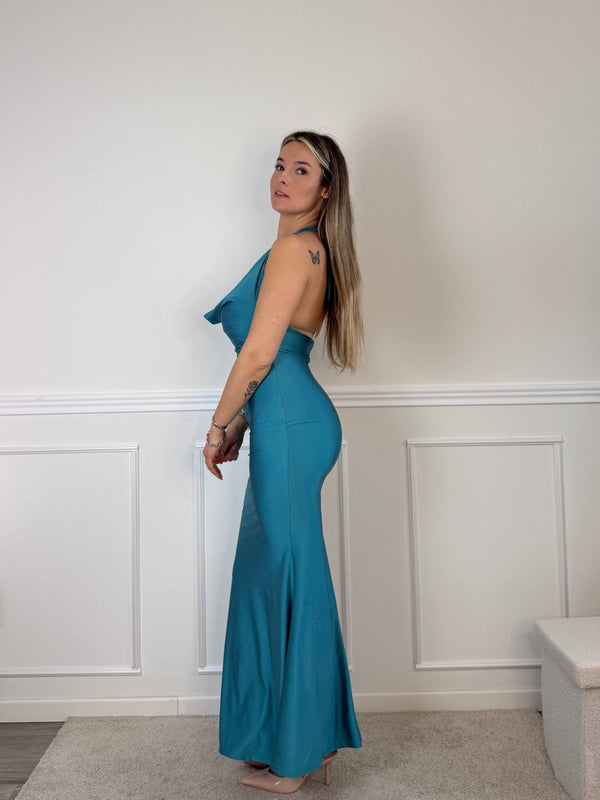Vestito lungo con scollo drappeggiato EVELIN - Follie by Alice
