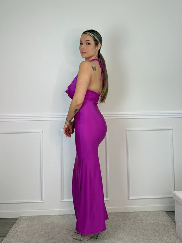 Vestito lungo con scollo drappeggiato EVELIN - Follie by Alice