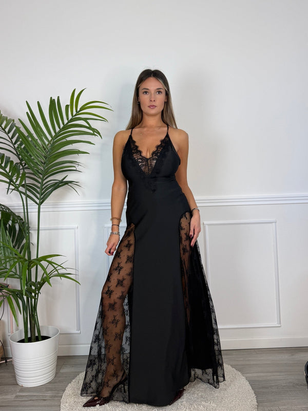 Vestito lungo con scollo e fianchi in pizzo OFELIA - Follie by Alice