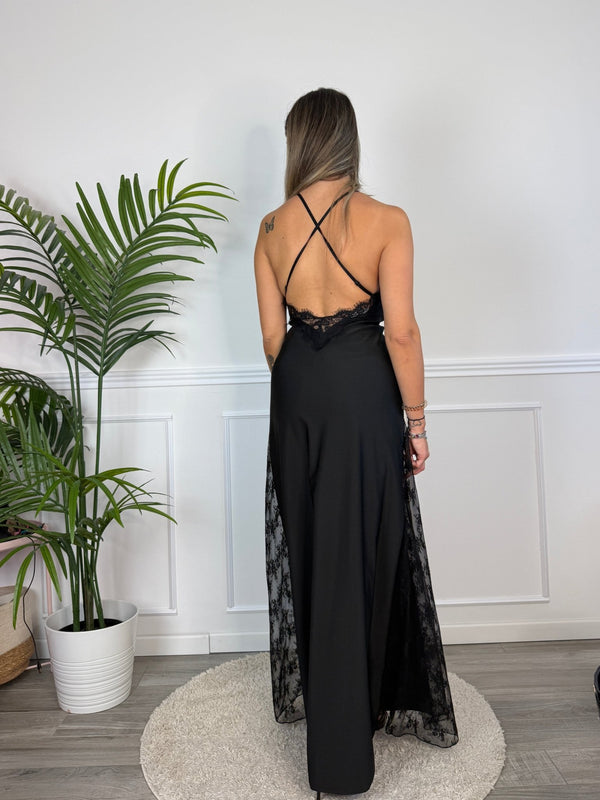 Vestito lungo con scollo e fianchi in pizzo OFELIA - Follie by Alice