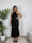 Vestito lungo halter in tulle ricamato con paillettes DUCHESSA - Follie by Alice