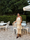 Vestito lungo in chiffon a balze