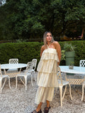 Vestito lungo in chiffon a balze