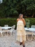 Vestito lungo in chiffon a balze