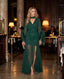 Vestito lungo in chiffon bordato di piume ODILE - Follie by Alice