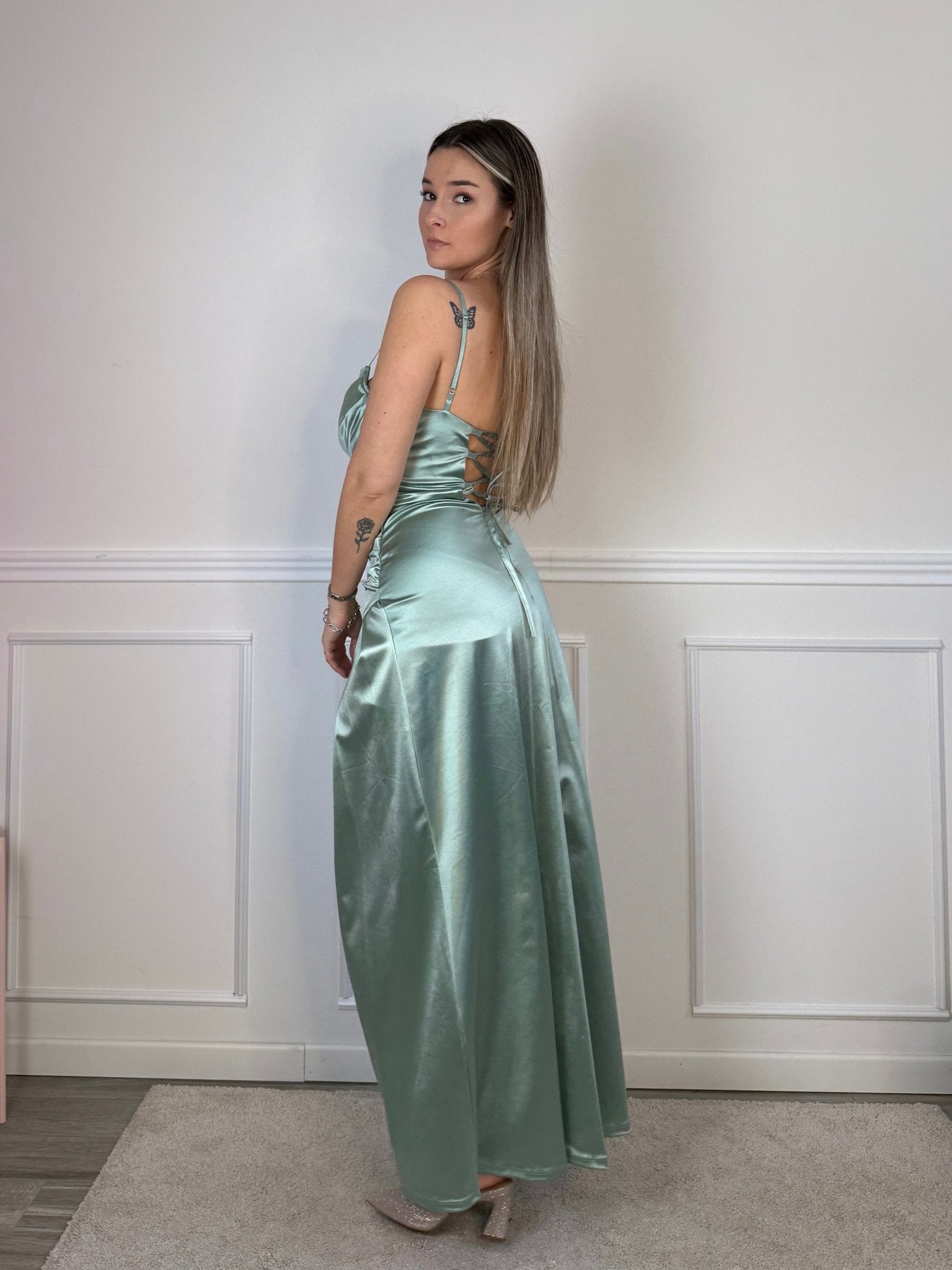 Vestito lungo in raso Anna - Follie by Alice