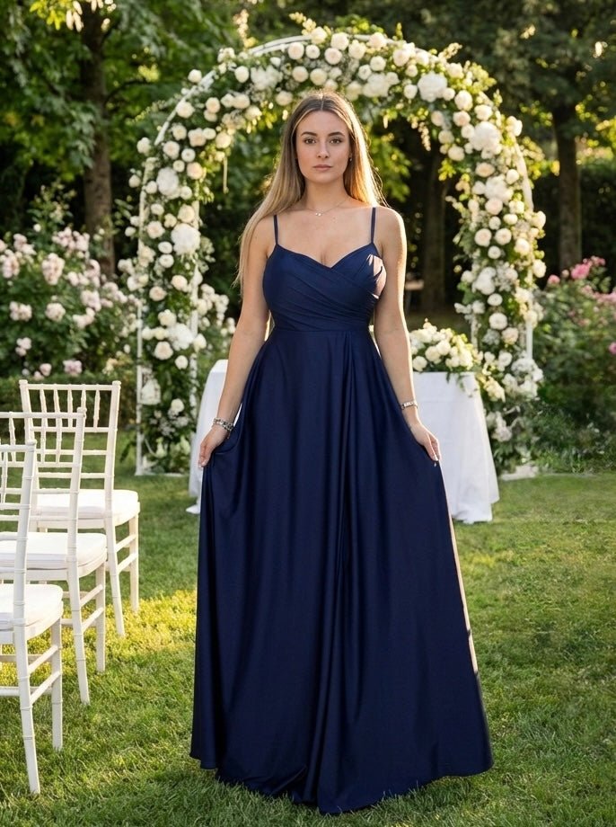 Vestito lungo in raso Blue - Follie by Alice