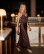 Vestito lungo in raso con corpetto paillettes MARLENE - Follie by Alice