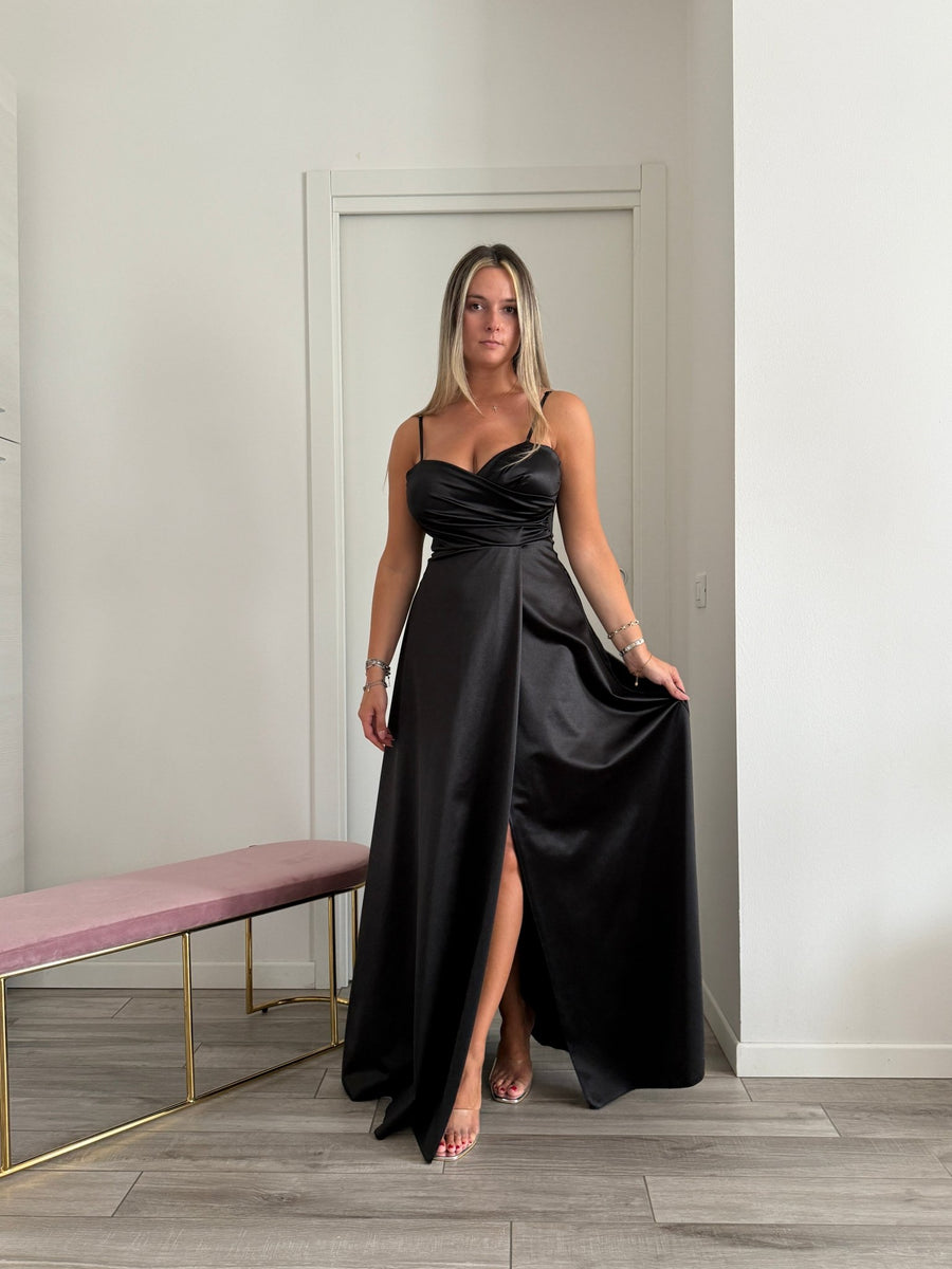 Vestito lungo in raso VELOUR