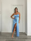 Vestito lungo in raso con drappeggio e spacco - Follie by Alice