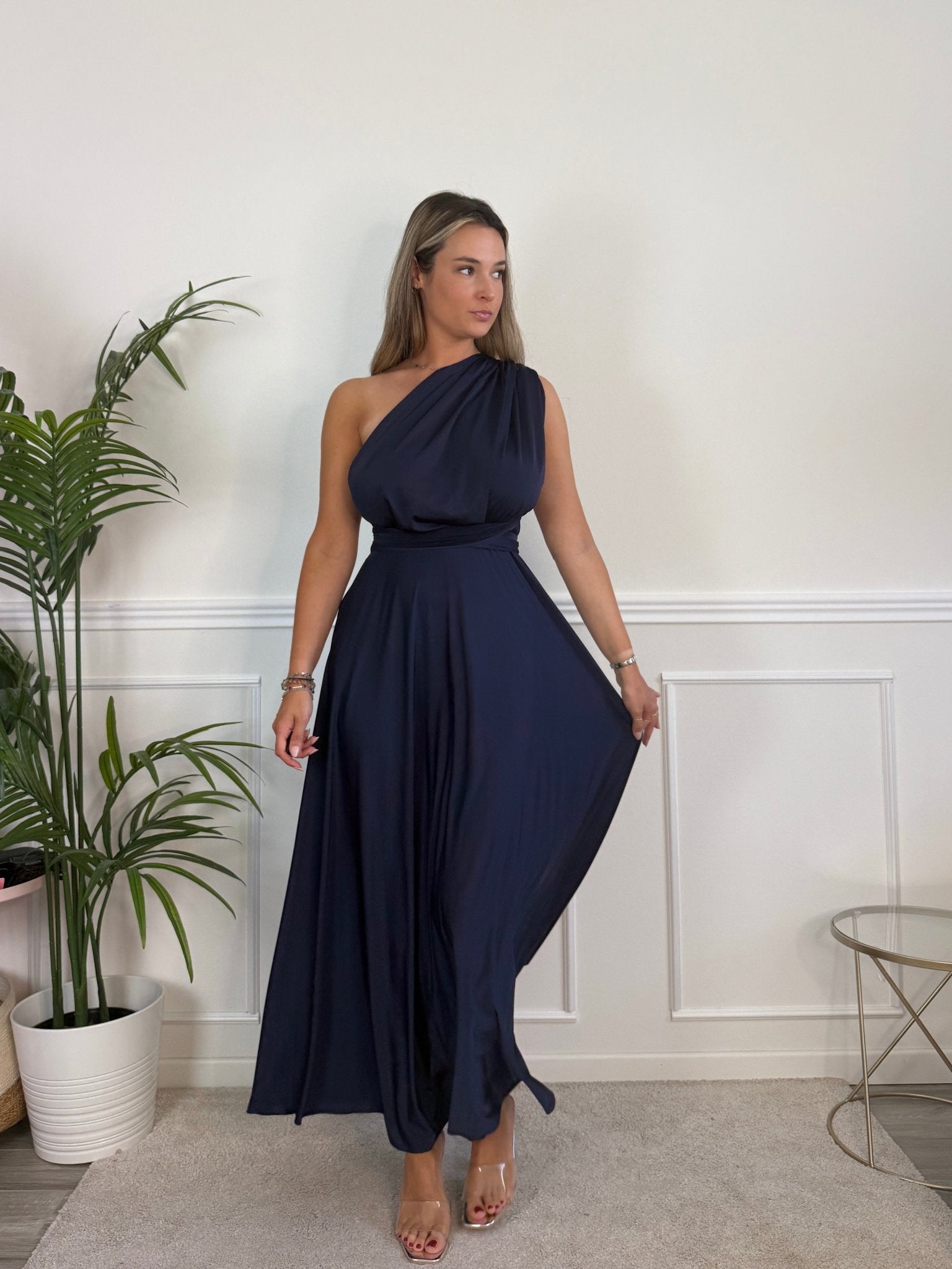 Vestito lungo in raso con nastri INFINITY Immagine secondaria del prodotto